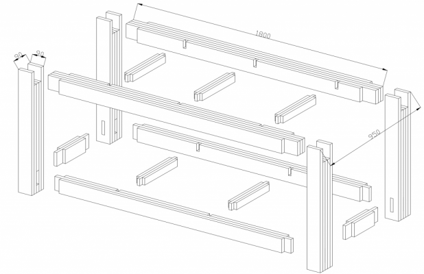 en bouw van multiplex werkbank zaagtafel |