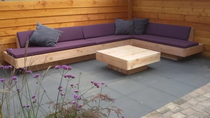 Email De layout matig Bouwtekening zwevende douglas hoek loungebank | Woodworking.nl