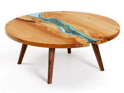 Herdenkings Plicht Warmte Prachtige houten tafel met rivier van glas | Woodworking.nl