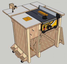 module koken Tekstschrijver Mobiele werkbank met zaagtafel en freeslift | Woodworking.nl