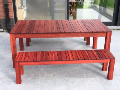 tuintafel tuinbanken in padoek Woodworking.nl